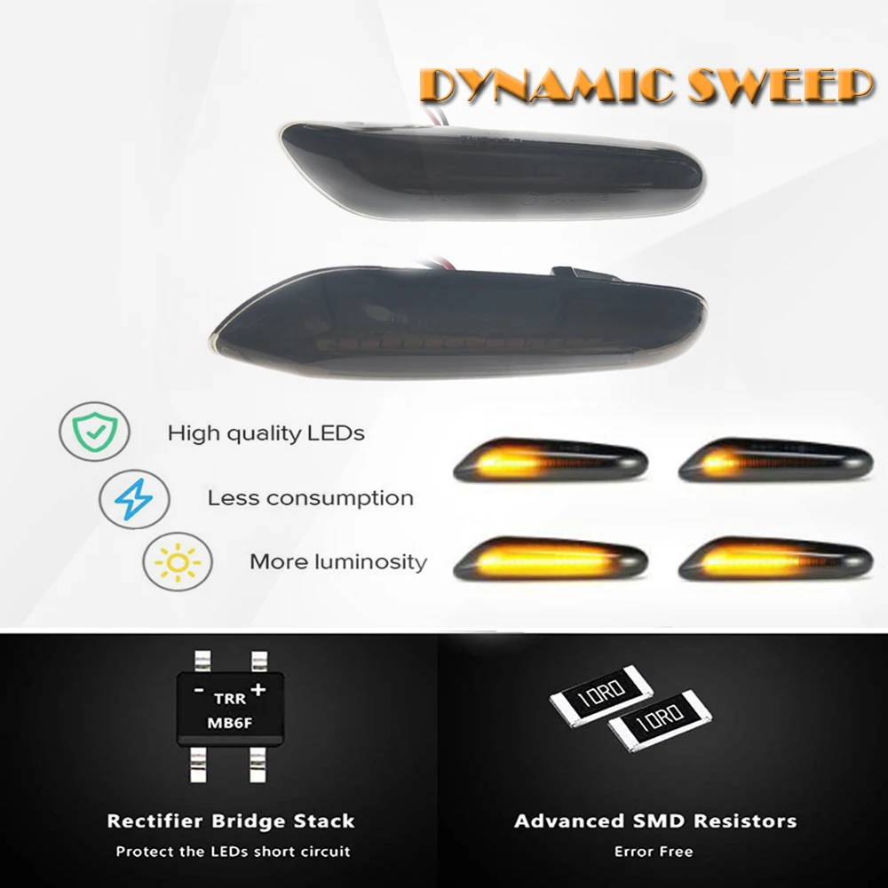 2x последовательный мигающий светодиодный боковой указатель поворота для BMW F10 X1