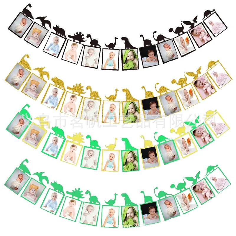 Динозавр ежемесячный фото плакат динозавр 12 месяцев баннер первый день рождения