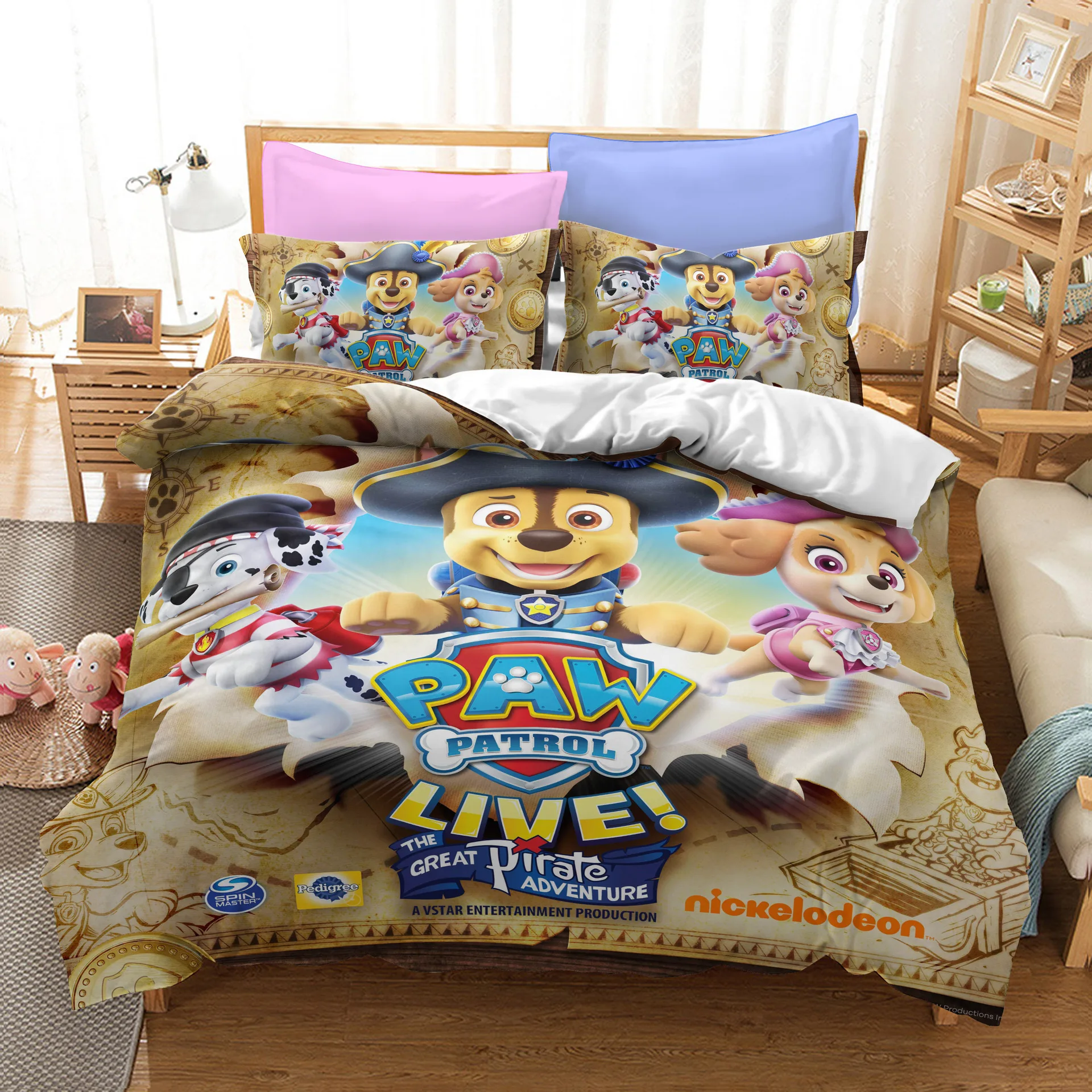 

PAW PATROL Three-piece Bedding Set Spin Master Children's Bedroom Home Textile Kit Quilt Cover Sheet Pillow Case Birthday Gift