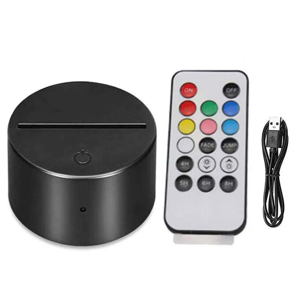 

1PC USB Cable Touch 3D LED Light Holder Lamp Base Night Bases Holder 7 Light Table Decor Replacement Colorful Color Light R1X9