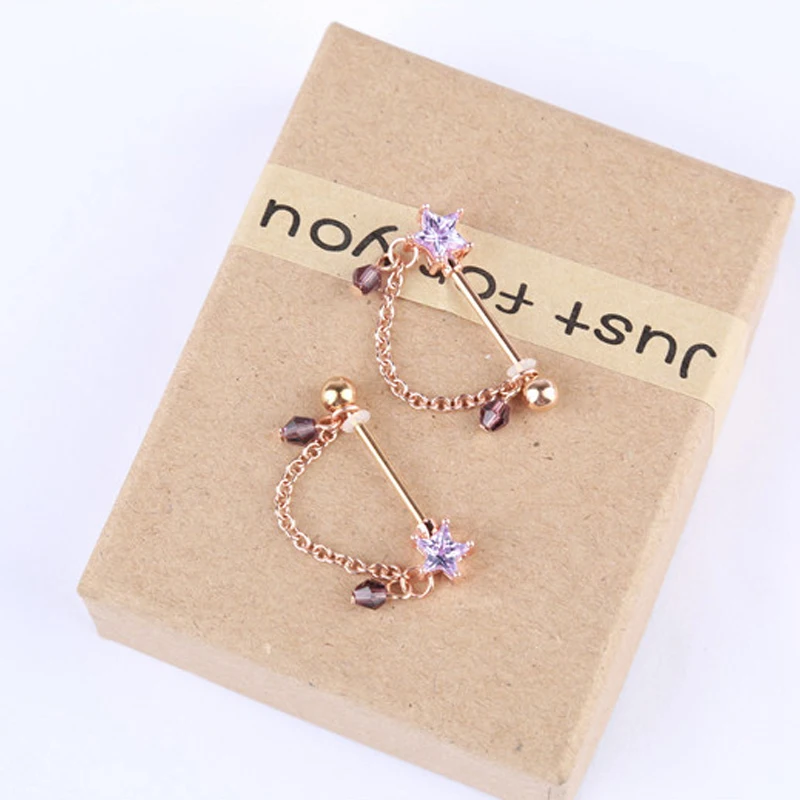 

1Pair Copper Nipple Piercing Star Barbell Rhinestone Nipple Shield Sexy Charming Nipple Rings For Women Body Piercing Jewelry