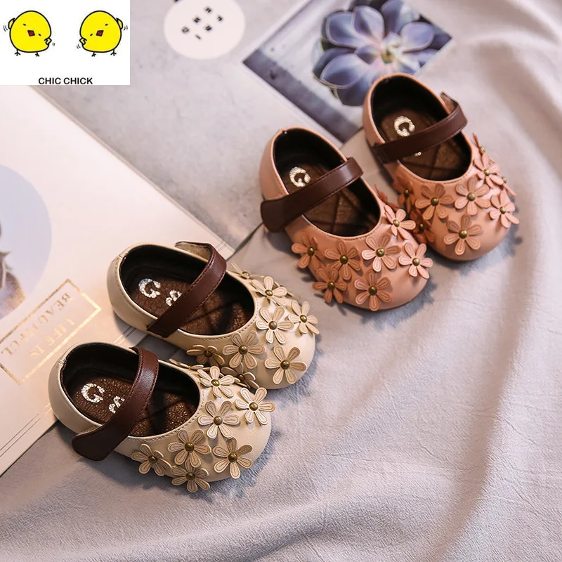 Детская кожаная обувь принцессы для девочек мягкая подошва маленьких 1 2 лет