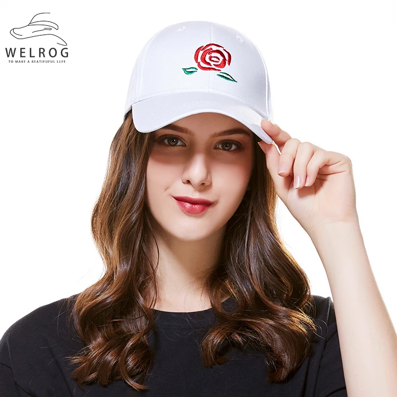 Бейсболки WELROG с цветочной вышивкой однотонные кепки красной розой Утконос шапки