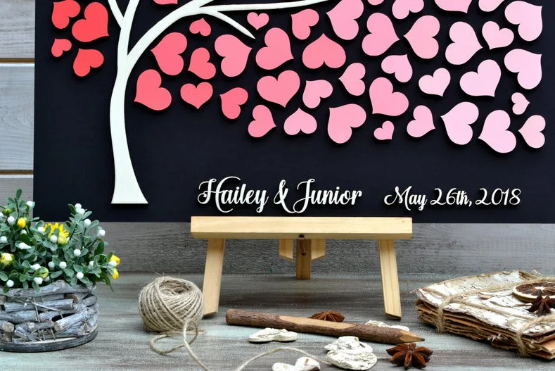

Personalized Wedding Guest Book Rustic Wedding Guestbook Drop Box Signature 3D Guest Book Wooden Box Alternative Guestbook
