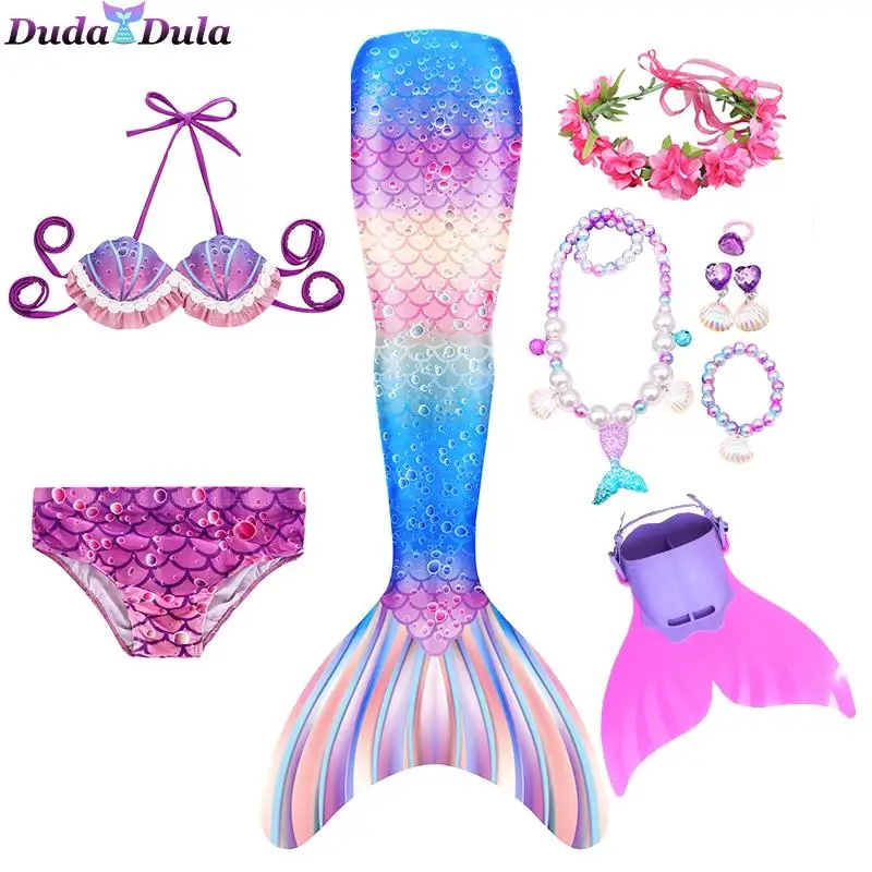 

Girls Swimming Mermaid tail Mermaid CostumeParty Dress Kids Cosplay Children Swimsuit Fantasy Beach Bikini can add Monofin Fin