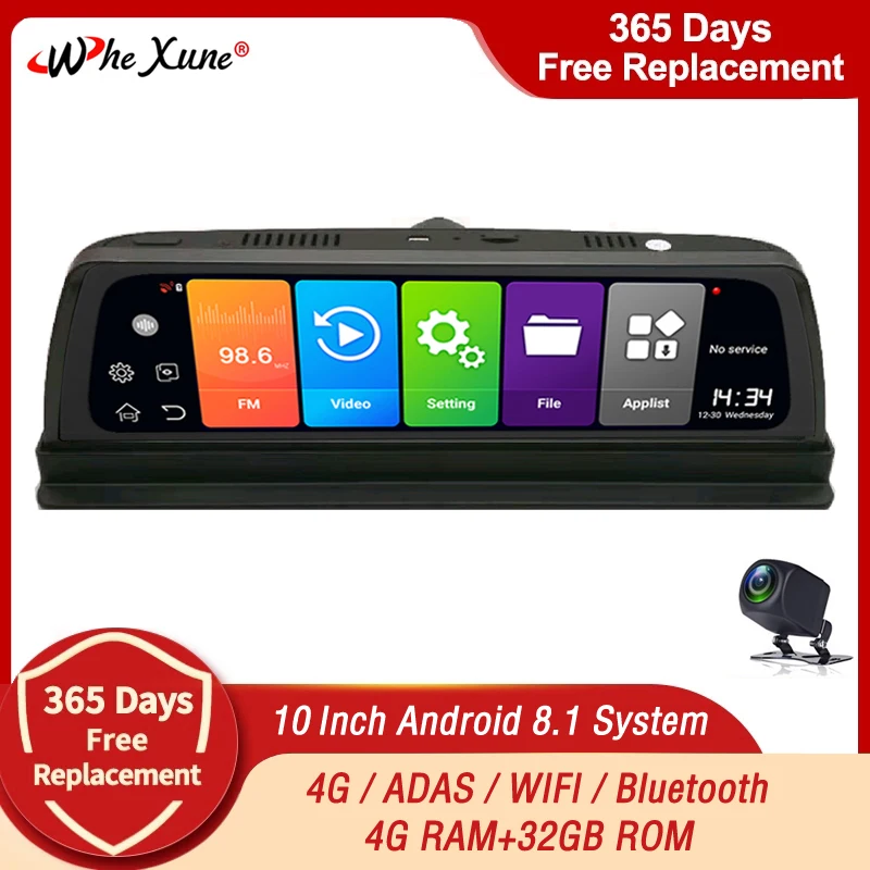 

Android 4G 10" Car Rearview Mirror Stream Media 4+32GB GPS Navigation Dash Cam Dual 1080P Camera Car Dvr ADAS Night Registrar