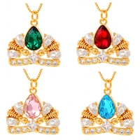 gemstone necklace micro inlaid zircon crown pendant fashion exquisite bracelet necklace diy jewelry