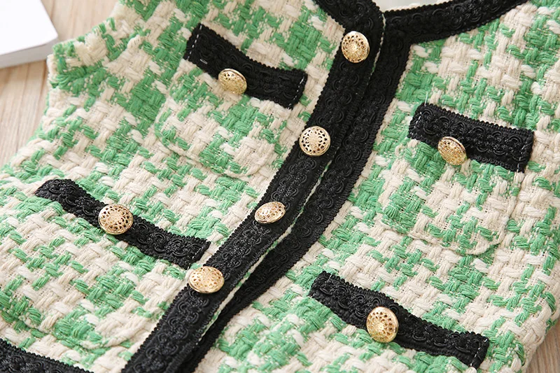 2019 г. Комплект одежды для маленьких девочек вязаный жилет + юбка костюм