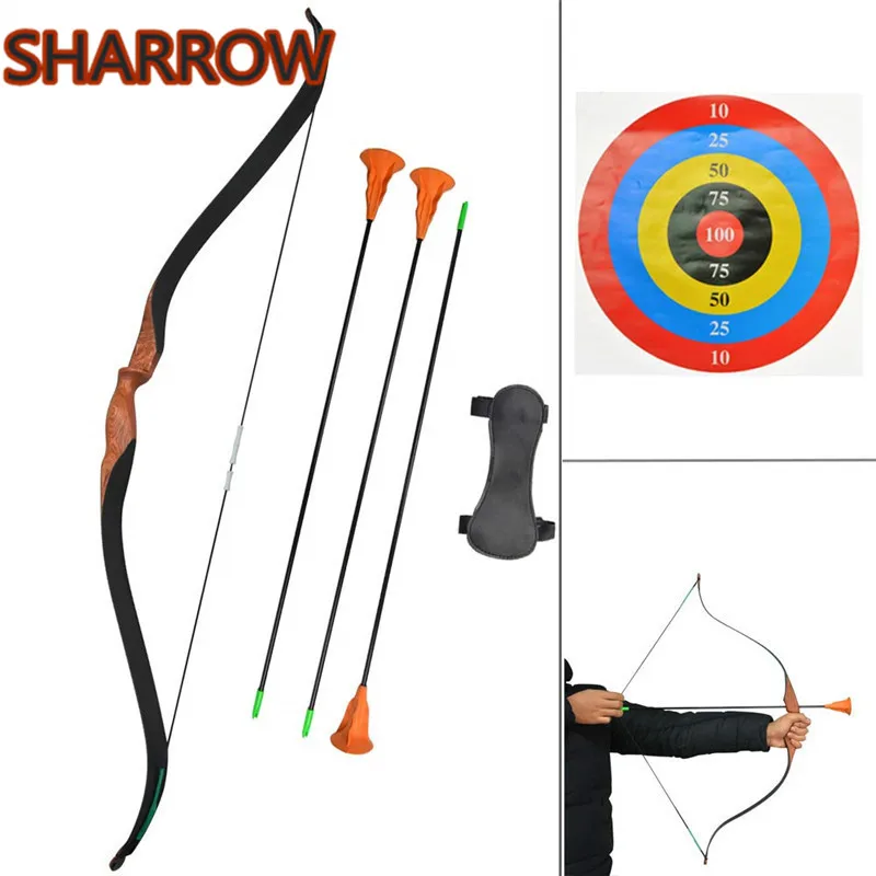 Children's Wooden Recurve Bow Kids Archery Toy Bow and Arrow Set for Children Youth and Beginner Indoor Or Outdoor Shooting Play