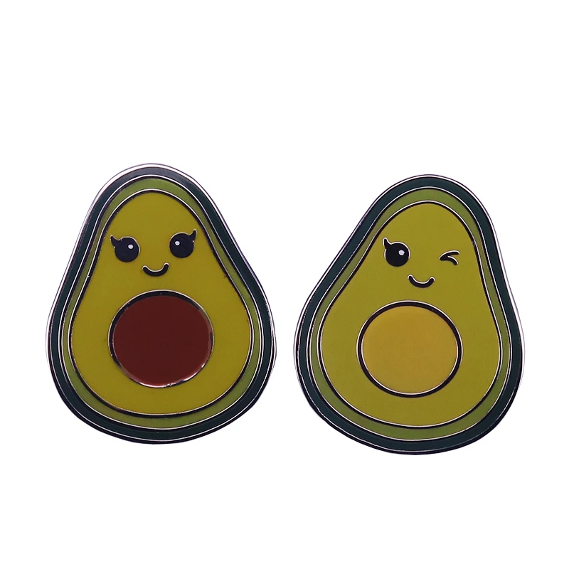 A pair of avocado enamel pin vegan brooch foodie pins cute fruit badge art jewelry kids friends couple gift jackets backpack acc | Украшения
