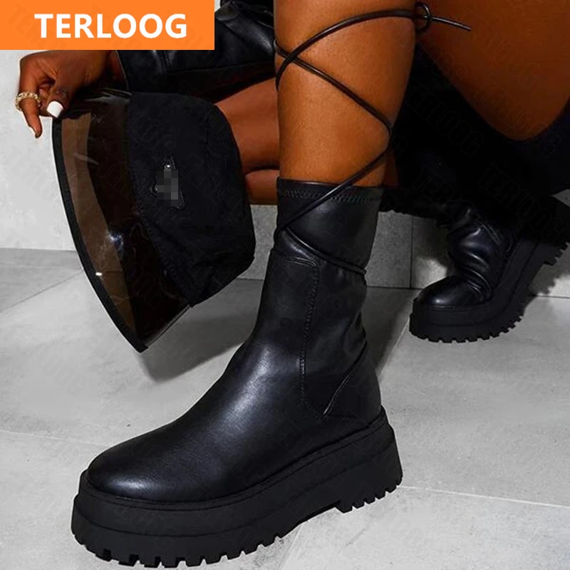 

2021 New Winter Mid Heels Warm Fashion Ankle Chelsea Boots Designer Zipper Chunky Platform Snow Boots Goth Casual Women Shoes