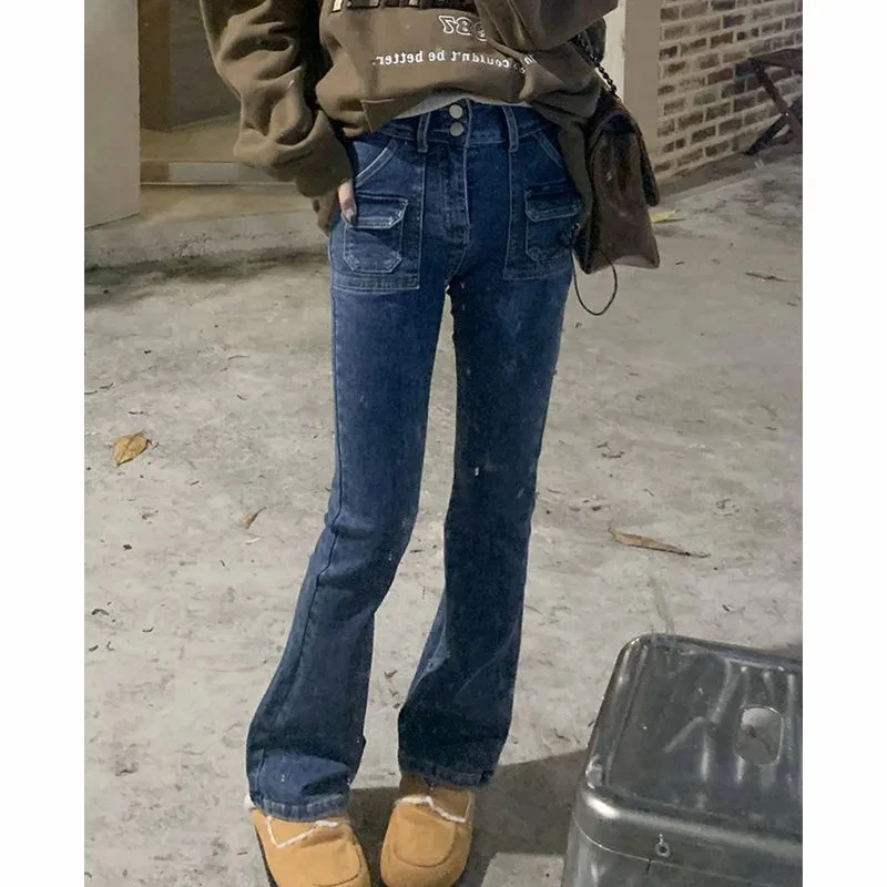 

Джинсы женские винтажные с широкими штанинами, длинные брюки-бойфренды с завышенной талией, свободные штаны из денима для мам