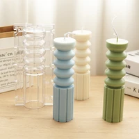 new diy geometric striped cylinder acrylic candle mold shell aromatic candle making resin soap mold candles mold home decoration