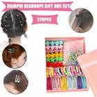 220 шт. Набор резинок для волос в подарочной коробке, нейлоновые маленькие эластичные резинки для волос, детский держатель для хвоста, резинка для волос, повязка на голову, аксессуары для волос