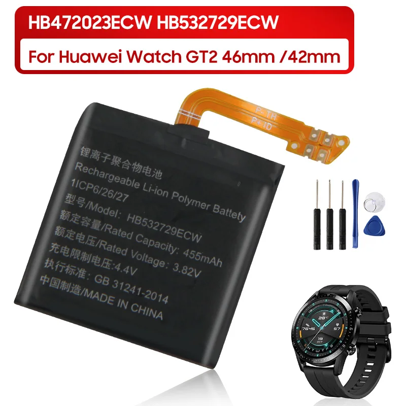 

Original Replacement Battery HB532729ECW HB472023ECW For Huawei Watch GT2 GT 2 46mm 42mm Genuine Battery