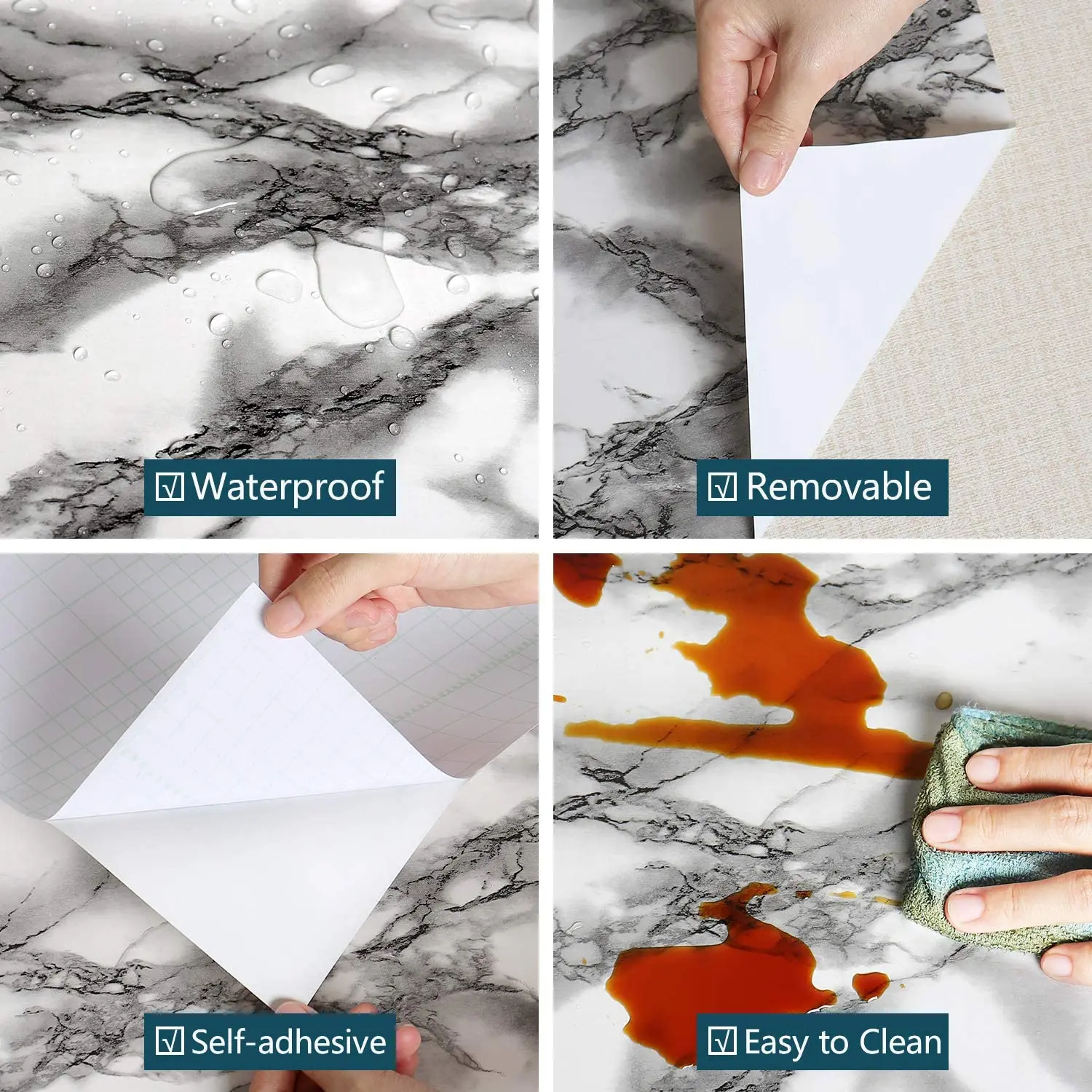 

Wokhome Marble Self Adhesive Wallpaper For Walls In Rolls Vinyl Decorative Film Kitchen Bathroom Home Wall Papers Wall Decor