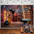 Фон для фотосъемки с изображением пиратского корабля винтажная доска пушка руль Мальчик День Рождения Декор фотостудия фон фотозона реквизит