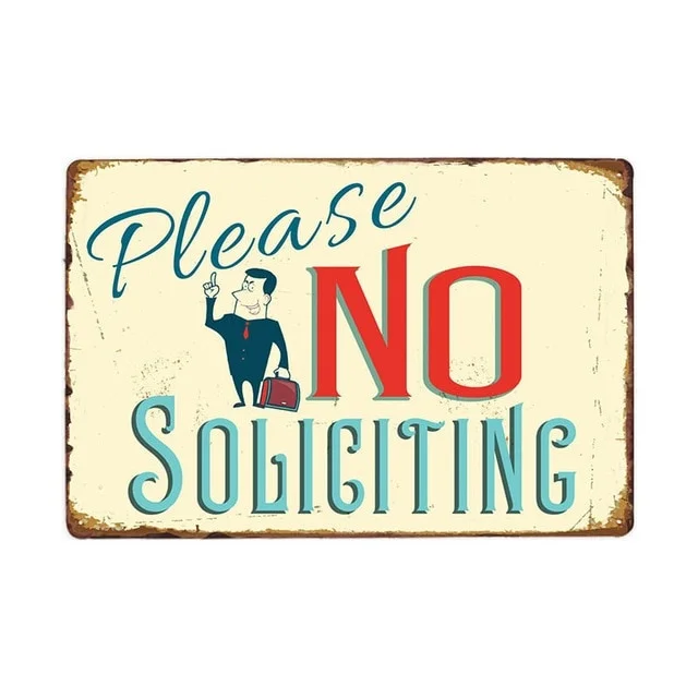 

Dogs No Soliciting Metal Sign Tin Poster Warning Vintage Wall Painting Bar Retro Plaque Home Decor 20x30cm