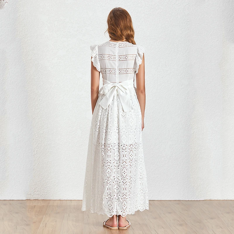 Длинное кружевное платье TWOTWINSTYLE весеннее без рукавов с высокой талией 2020|Женские