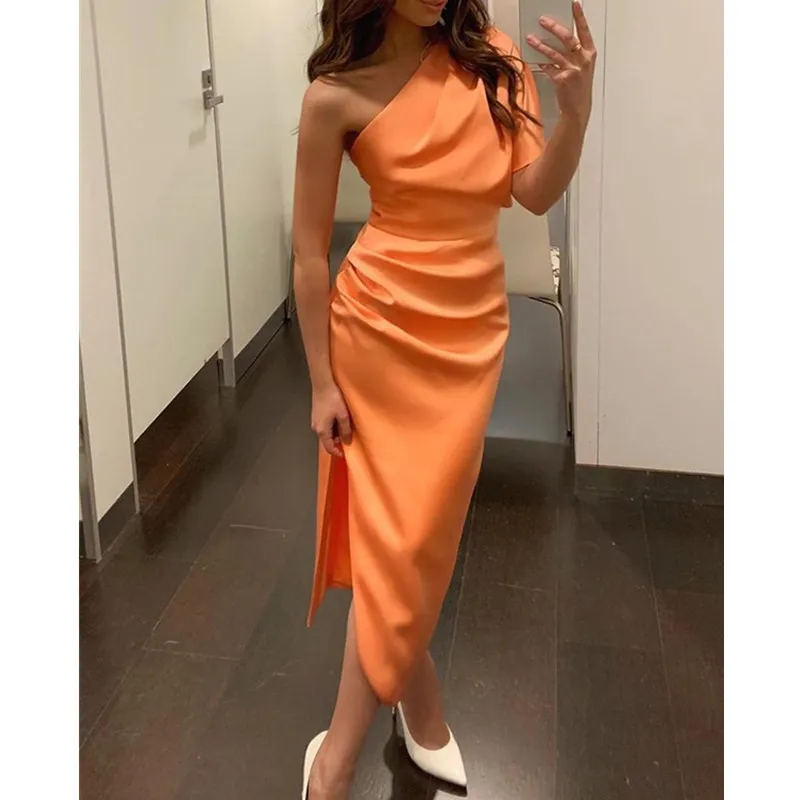 Женское облегающее платье без рукавов Привлекательное до середины икры с