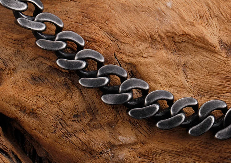 TrustyLan, Ретро стиль, толстый черный браслет из нержавеющей стали, мужская мода, новинка, мужские браслеты-цепочки и браслеты,, ювелирное изделие, подарок для Него