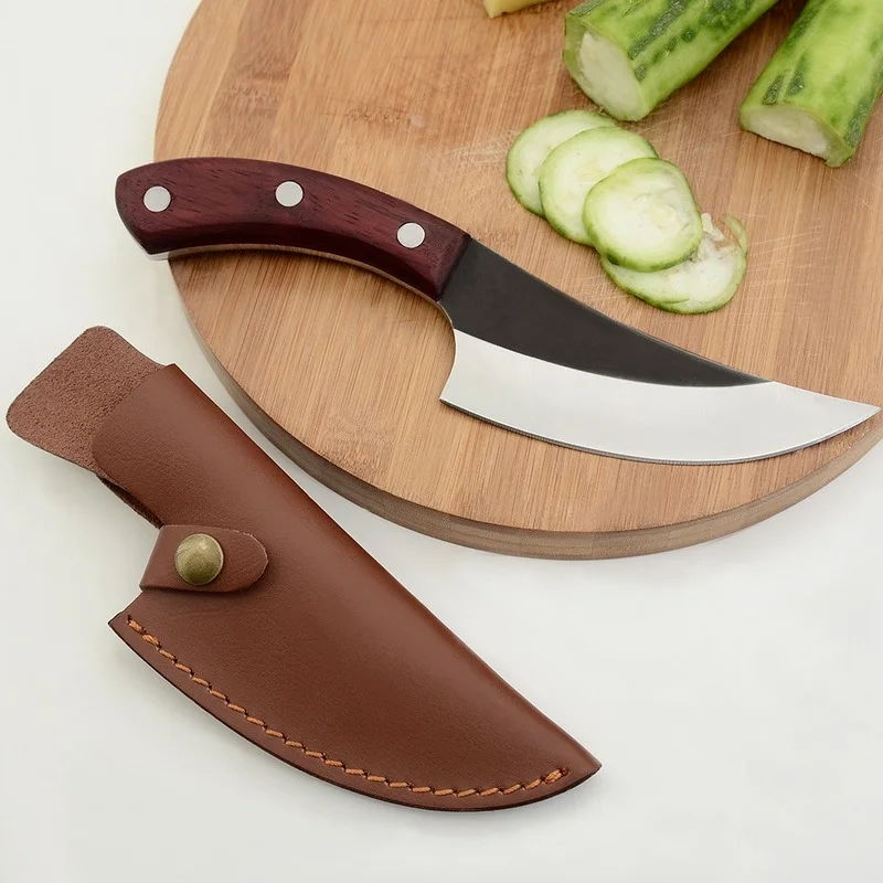 

5.5'' High Carbon Handmade Cleaver Knife 4cr13mov Steel Forged Butcher Full Tang Leather Knife Cover Chopping Bending Blade