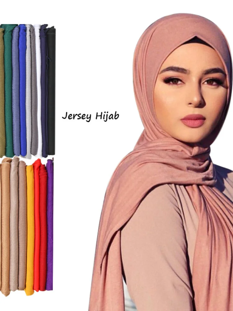 

Fashion Modal Cotton Jersey Hijab Scarf Long Muslim Shawl Plain Soft Turban Tie Head Wraps for Women Africa Headband 170x60cm