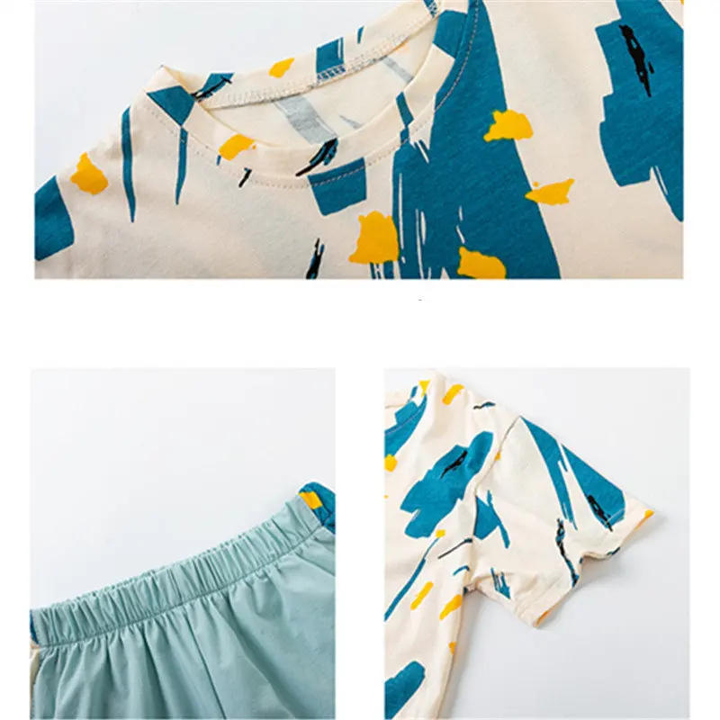 

Children Clothing Sets 2021 New Fashion Summer Sport Girls Outfits 2pcs Graffiti Print Cotton Teens Suit Kids Clothes 5-14Years