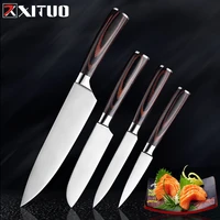 xituo 4 pcs high quality razor sharp chef knife 7cr17mov stainless steel kitchen knives mirror blade santoku knife cooking tools