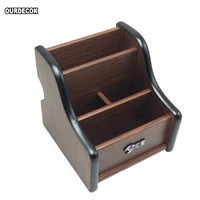 creative wood board remote control storage box phone knife pen coffee table stand desktop board storage box brown