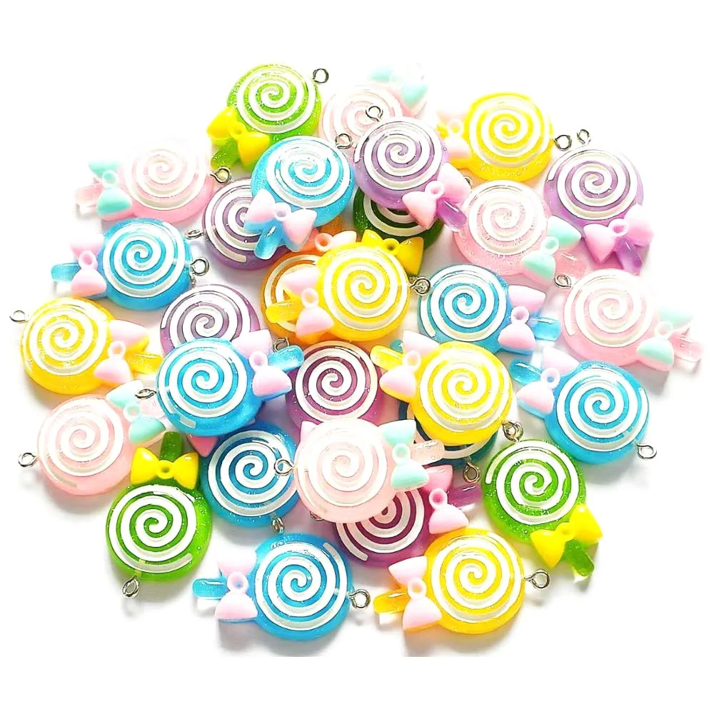 

100PCS Mixed color lollipop charms picked at random R006