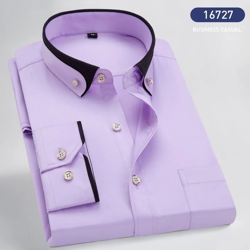

Men's Business Dress Shirts Male Formal Button-Down Collar Blue Shirt Fashion Style Spring&Autumn Men's Casual Shirt