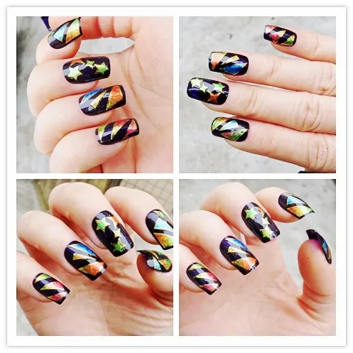 New 1 Sheet 3D Water Decals Nail Art StickersColored Polygon Mix Flower Shape for Nails Sticker Decorations Manicure | Красота и