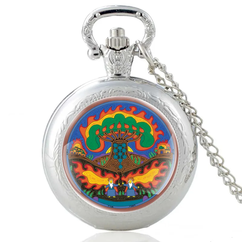 

Tree of Life Design Painting Glass Cabochon Quartz Pocket Watch Men Women High Quality Pendant Necklace Chain Hours Clock