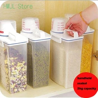 3l kitchen grain sugar flour storage beans jar bottle transparent with measuring cup container sealed rice bucket storage box