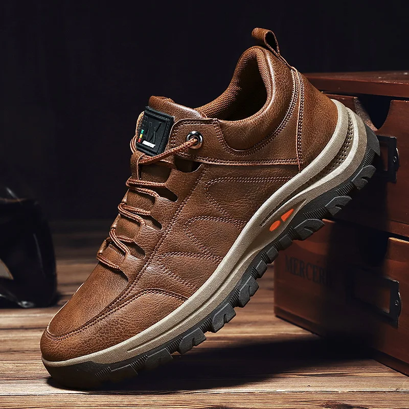 

Autumn Winter Casual Shoes Leather Men Shoes Plush Warm 2021 New Outdoor Hiking Shoes Lace Up Male Sneakers Zapatos De Hombre