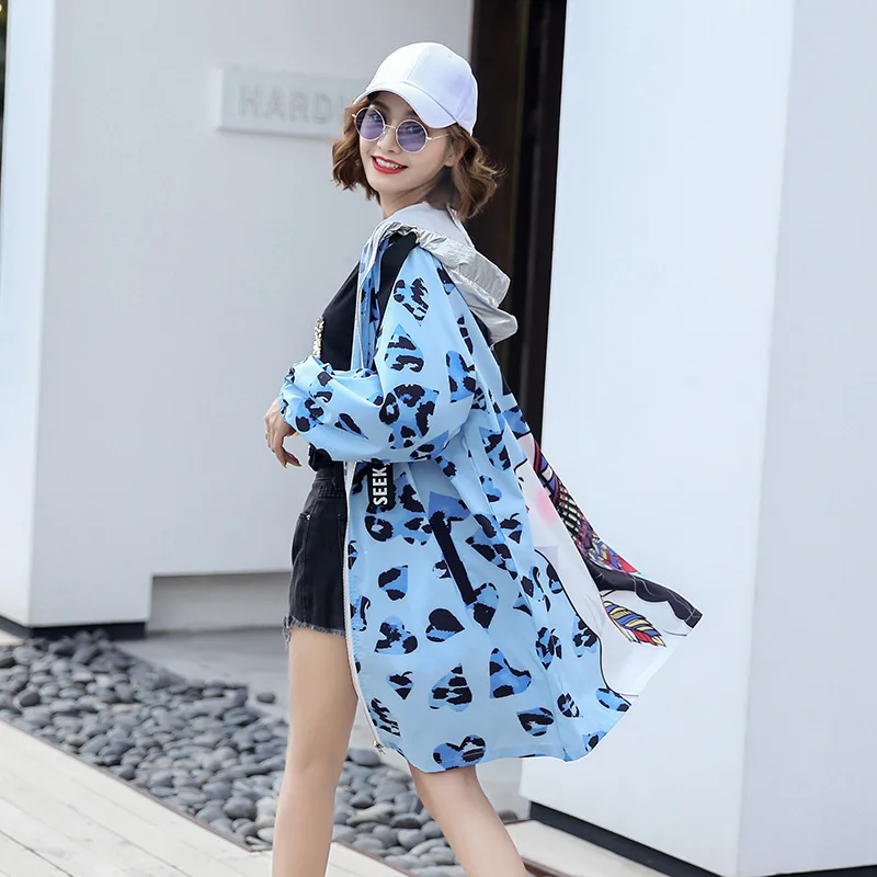 Vefadisa Autumn Woman Cartoon Printed Spliced Coat Loose Zipper Hooded Collar Full Sleeve Wide-waisted 2019 QYF199 | Женская одежда