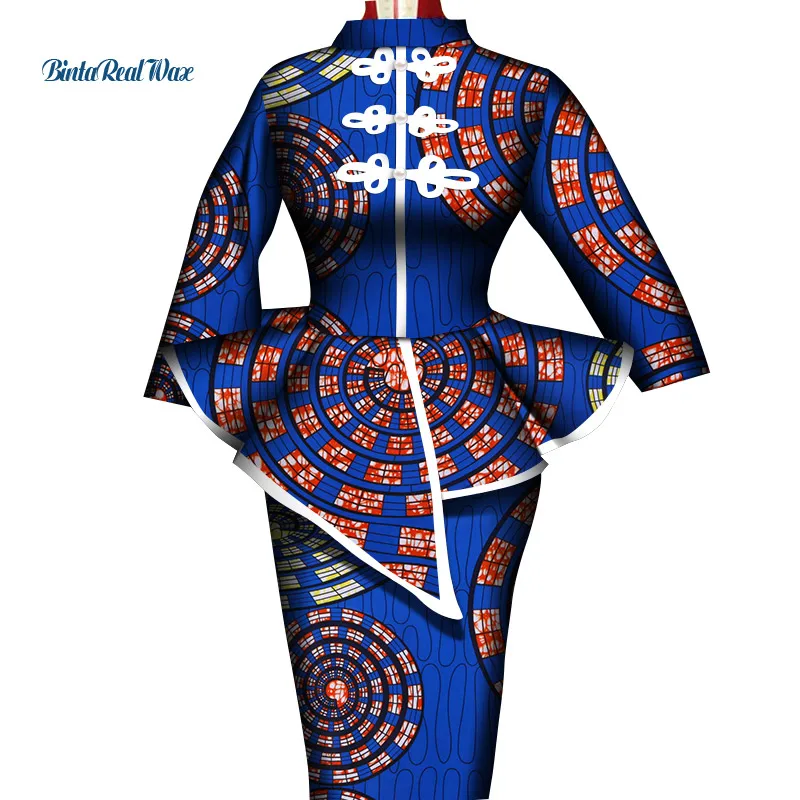 

Vintage African Clothes Long Sleve Tops and Skirt Sets African Skirt for Women Bazin African 2 Piece Skirt Sets Clothing WY8160