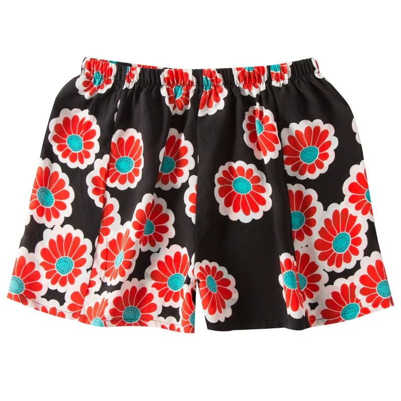 Женские шорты из 100% натурального шелка повседневные с принтом пижама бриджи