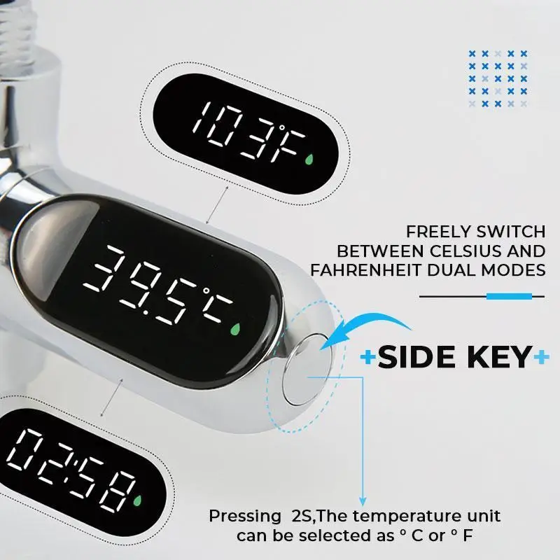 

New Type Shower Thermometer LED Digital Shower Thermometer Battery Free Visible Accurate Real Time Water Temperature Monitor