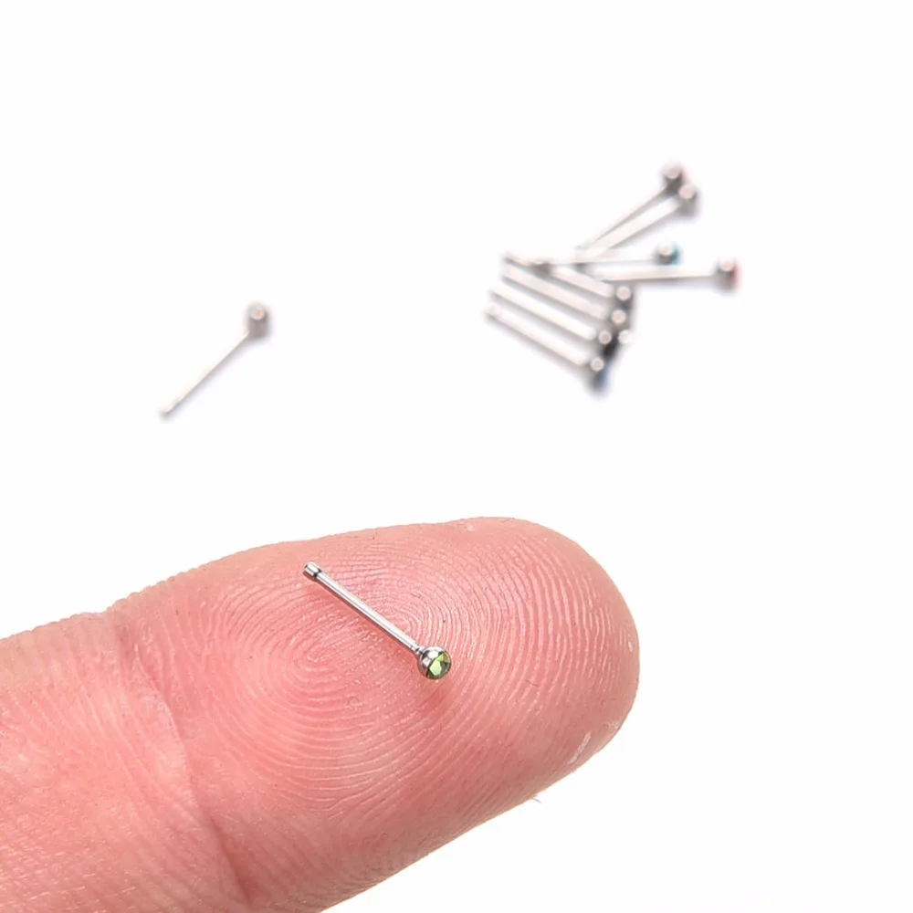 Кольца для носа с кристальной стразы гвоздики из хирургической стали пирсинга