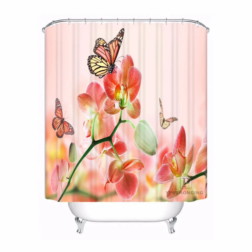 Заказной элегантный цвет цветок орхидеи Душ Ванна занавеска Mildewproof