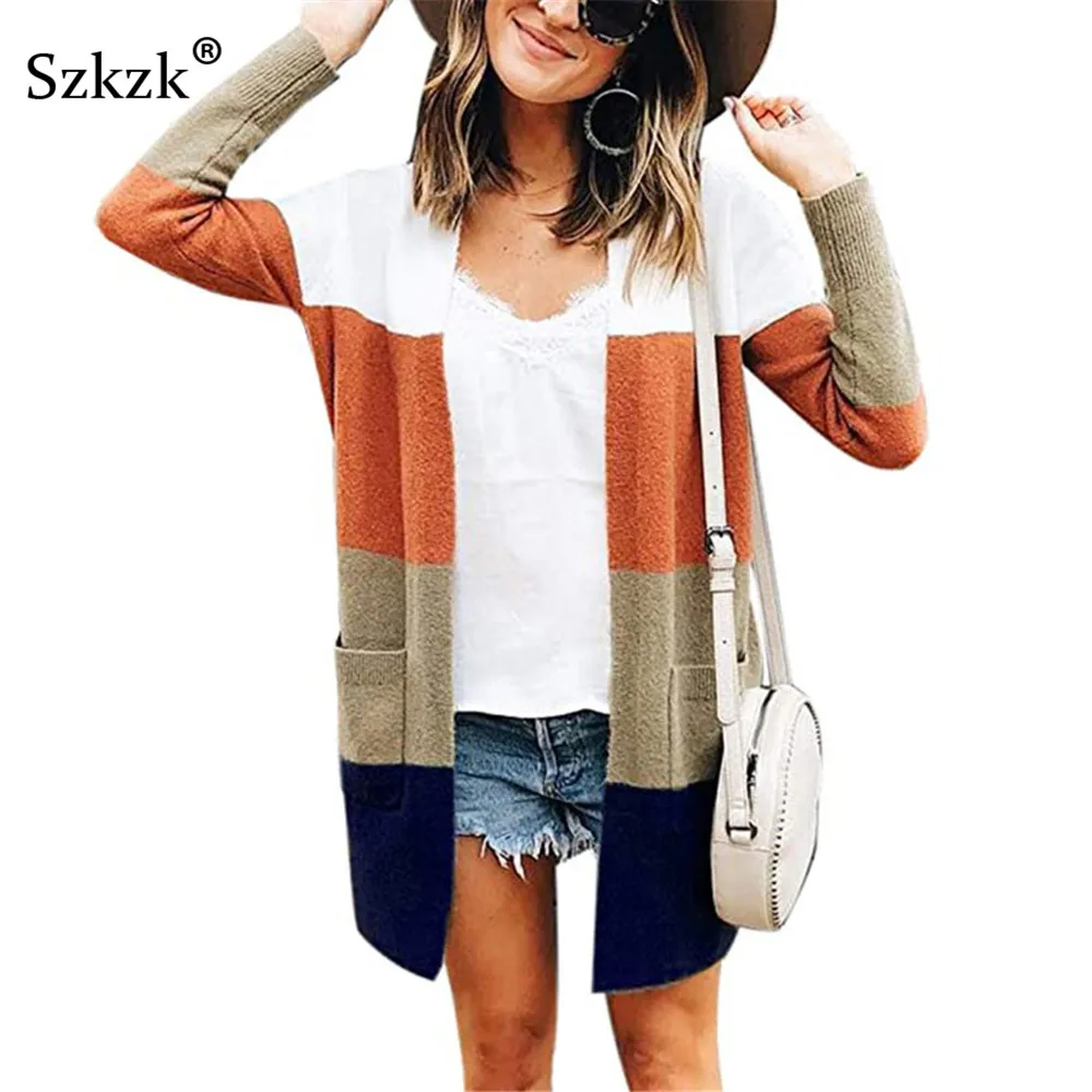 

Женский кардиган в стиле пэчворк, с длинными рукавами и карманами