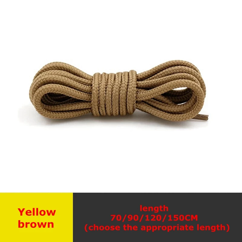 Yellow brown 1 пара 21 цвета классические шнурки Круглый полиэстер Твердые кроссовки шнурки повседневные спортивные ботинки шнурки 90 см/120 см/150 см - Цвет: Yellow brown