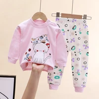 boy girl pajama set long sleeve underwear elastic waist pants outfits for kids clothes autumn winter cotton material new style