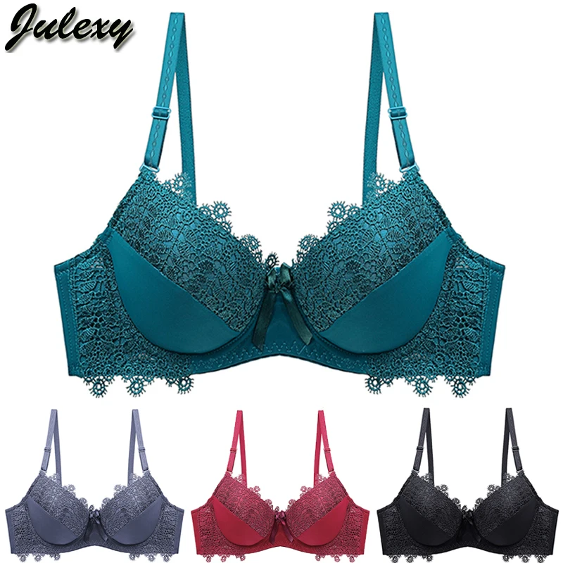 

Plus Size Sexy Lace Push Up Bra Solid ABC Cup Underwear For Women Adjustable Shoulder Strap Interior Sexy Bralette Bras