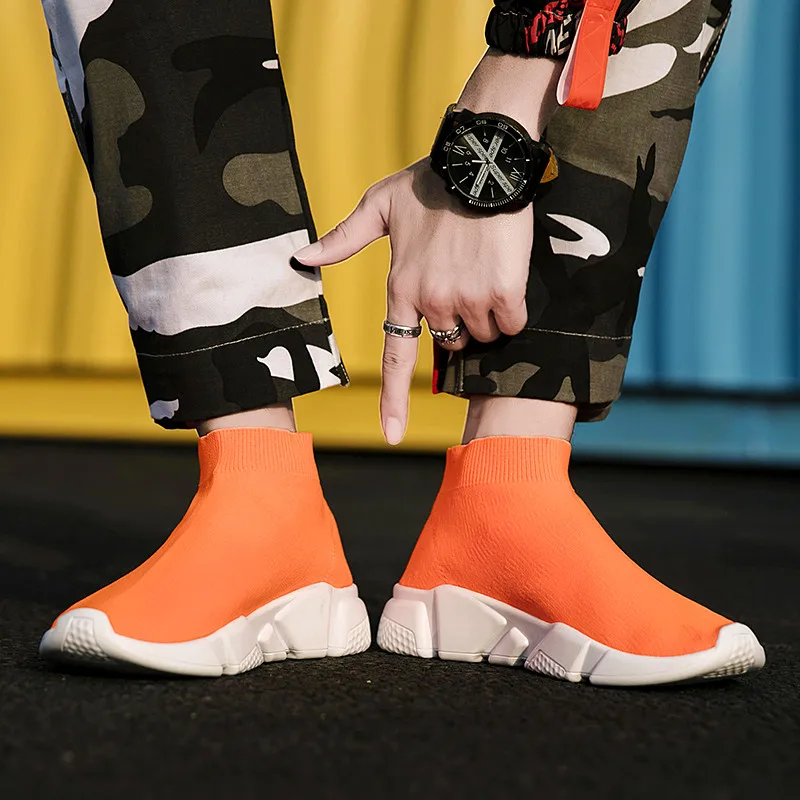 Brand Orange Socks Sneakers Slip On Women Running Shoes Lightweight High Top Trendy Shoes For Women 2020 Zapatillas De Deporte