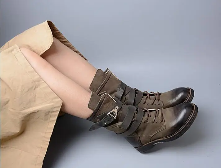 Модные сапоги Prova Perfetto до середины икры с круглым носком на низком каблуке