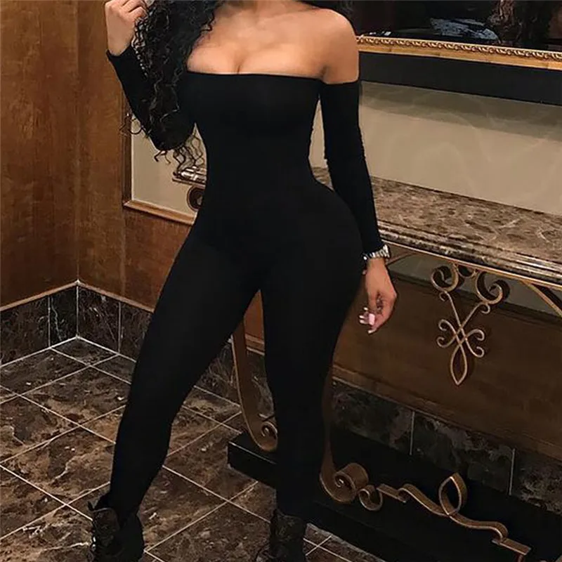 

Sexy Women Jumpsuits Ladies Clothes Long Sleeve Off Shoulder Playsuit Party Jumpsuit Romper Trousers Womens Playsuits