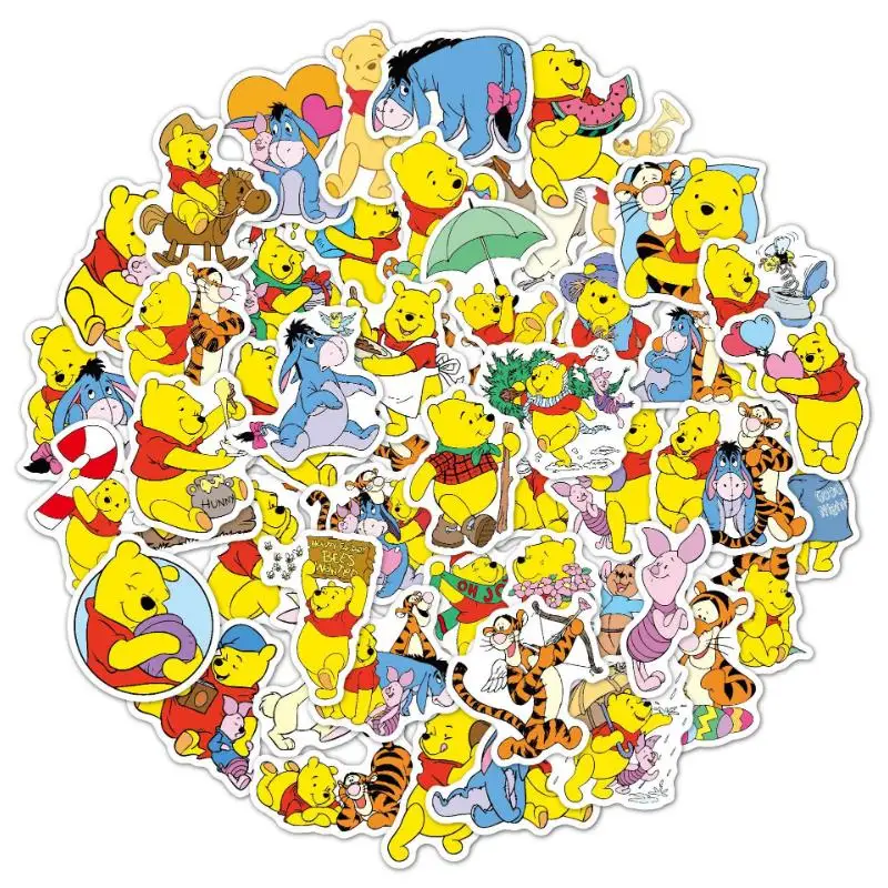 

50Pcs Disney Cartoon Winnie The Pooh Graffiti Anime Cute Stickers Luggage Laptop Waterproof Without Leaving Glue Stickers Toys